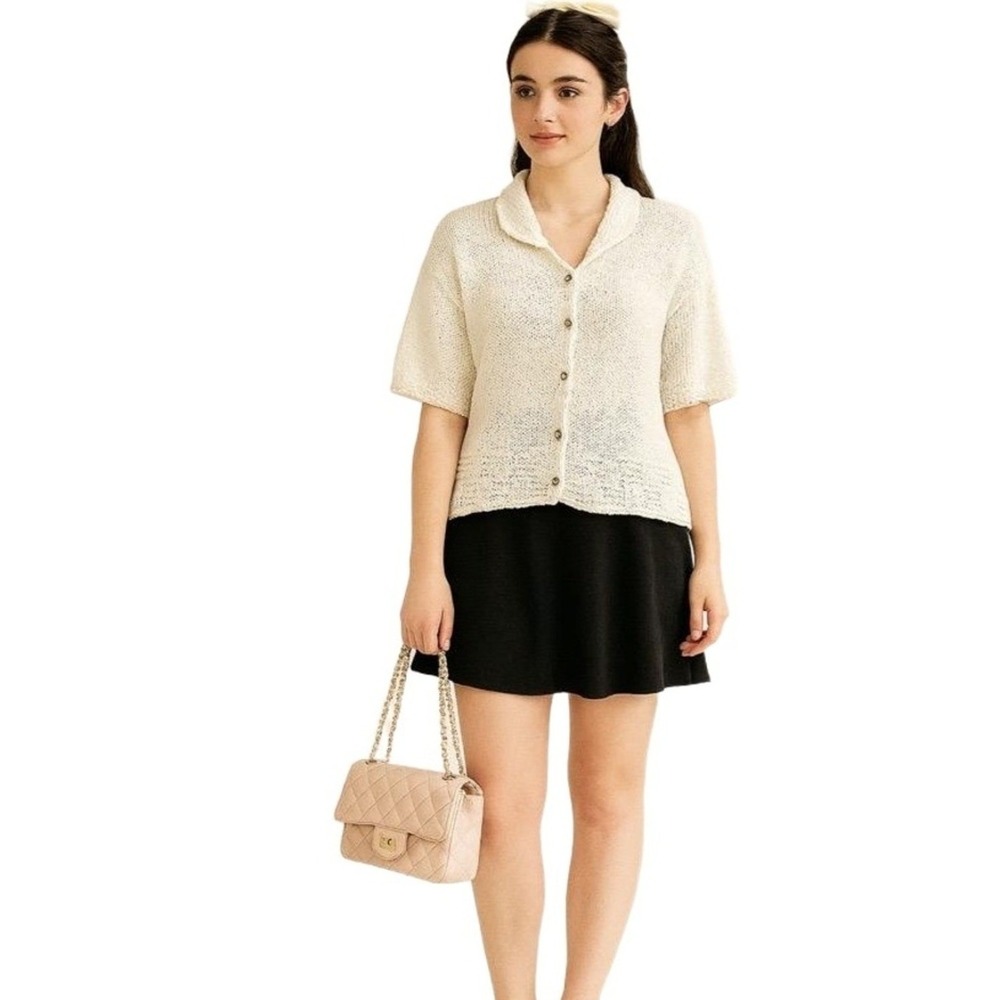 Rico Cardigan Womens Small Hand‎ Knit Button Up Long Sleeve Cotton Cottagecore